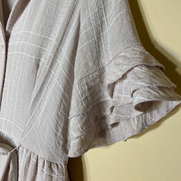 Free People Cream Plaid Midi Dress - Picture 6 of 9